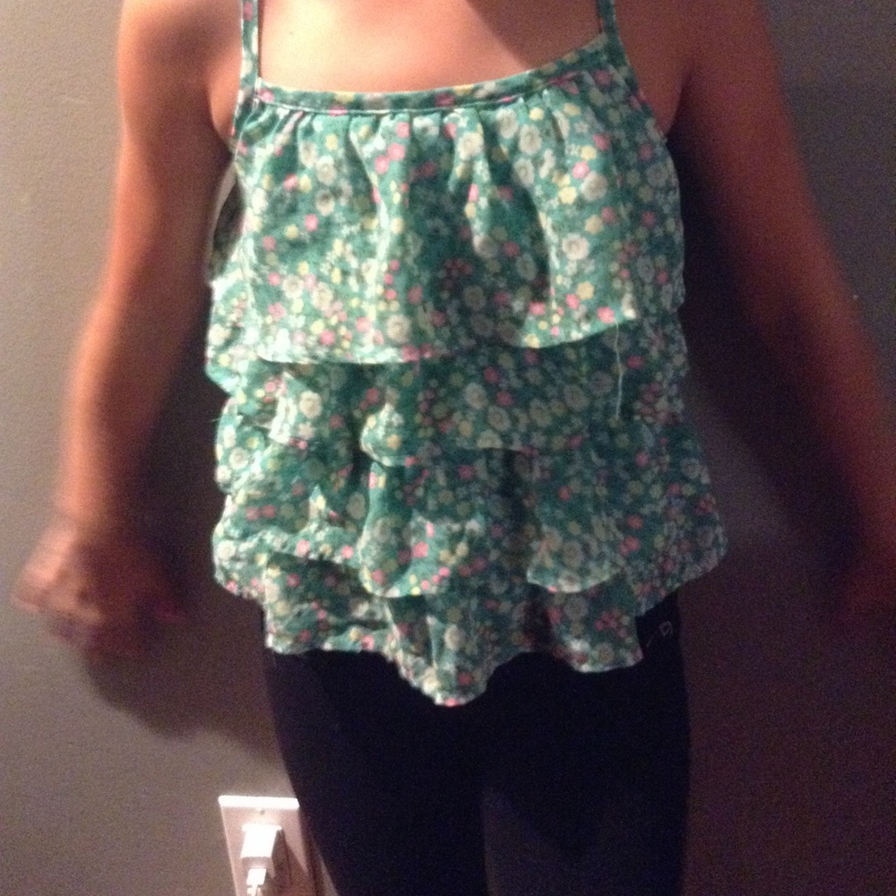 Green flower camisole