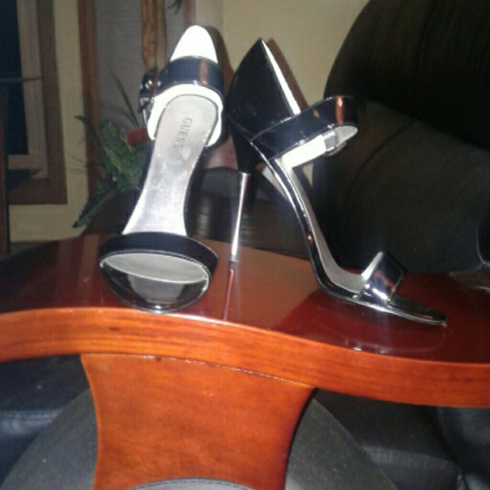 Used open-toed stiletto high heels