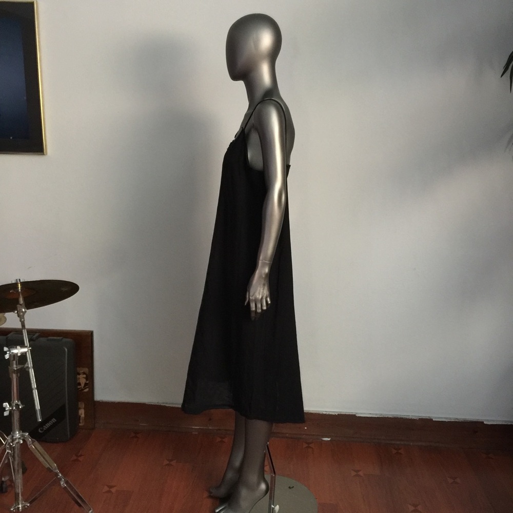 ATM Cotton Gauze Slip Dress in Black MEDIUM