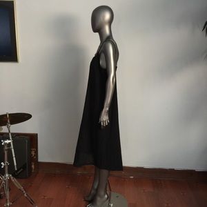 ATM Cotton Gauze Slip Dress in Black MEDIUM