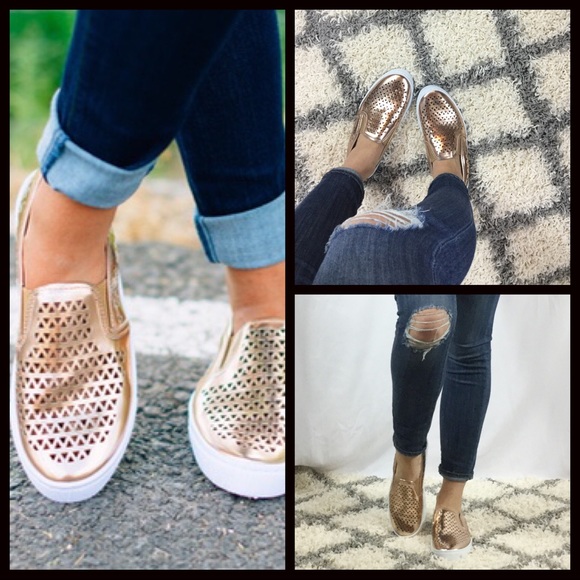 SHOE SALE🎄Rose Gold Perforated Sneaker - Picture 6 of 8