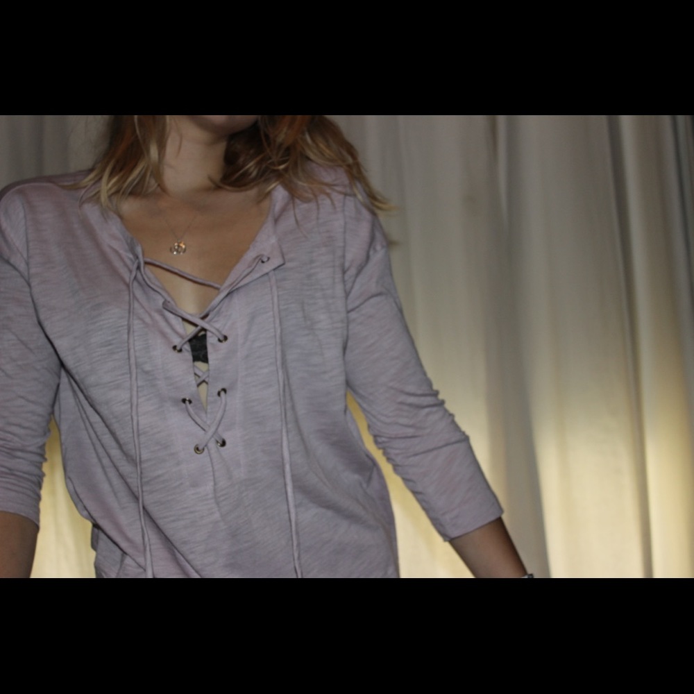 Purple Lace Up Blouse.