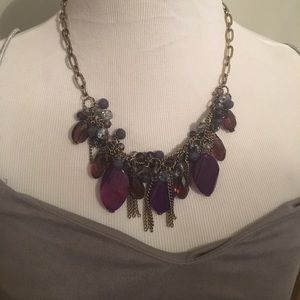 Purple and grey statement necklace