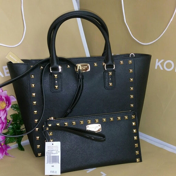 Michael Kors Handbags - NWT MK Sandrine large studded purse w/ wristlet