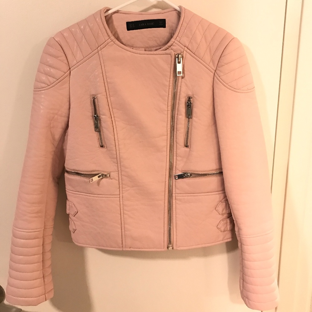 Zara Pastel Pink Faux Leather Jacket