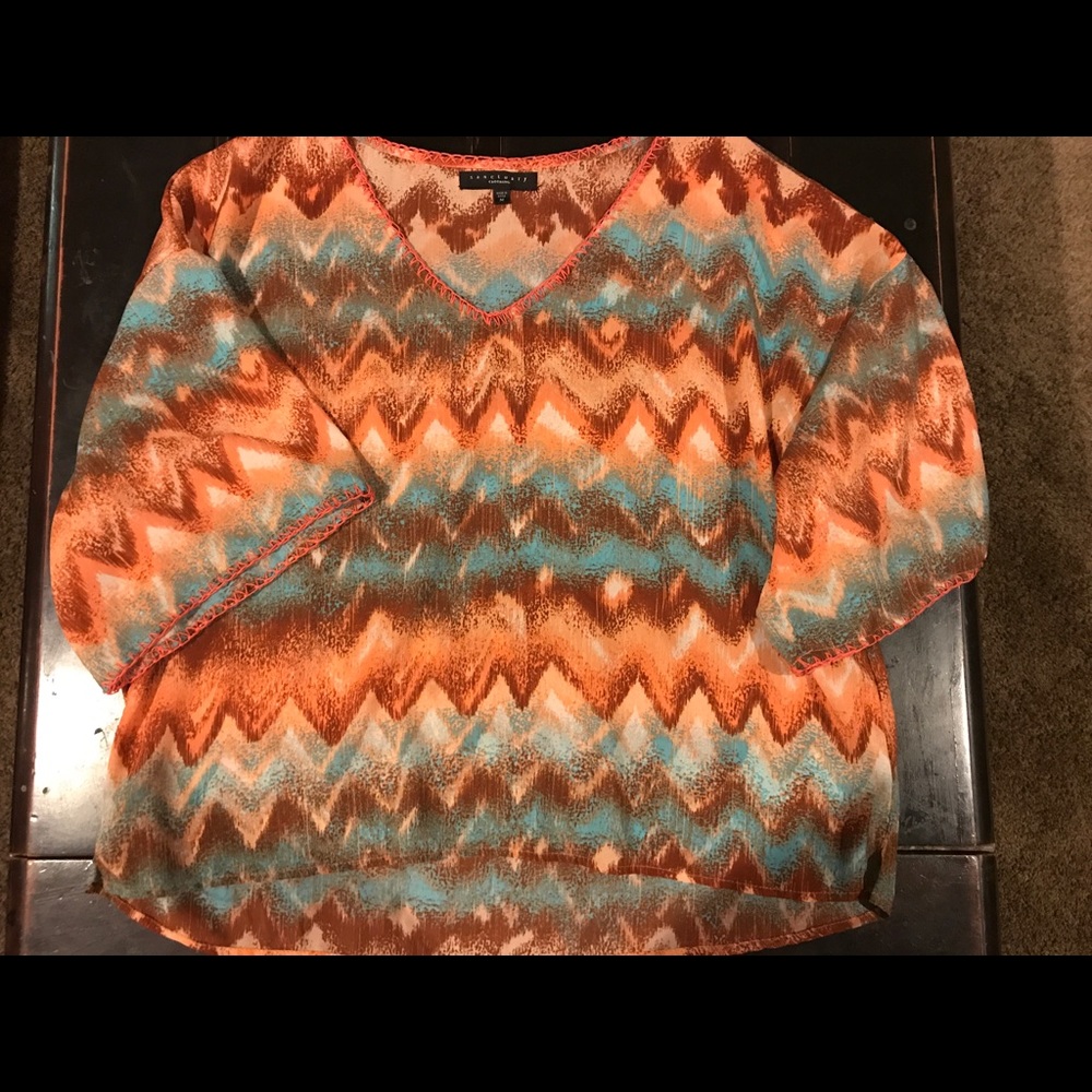 Women's Sanctuary sheer 3/4 sleeve flowy top