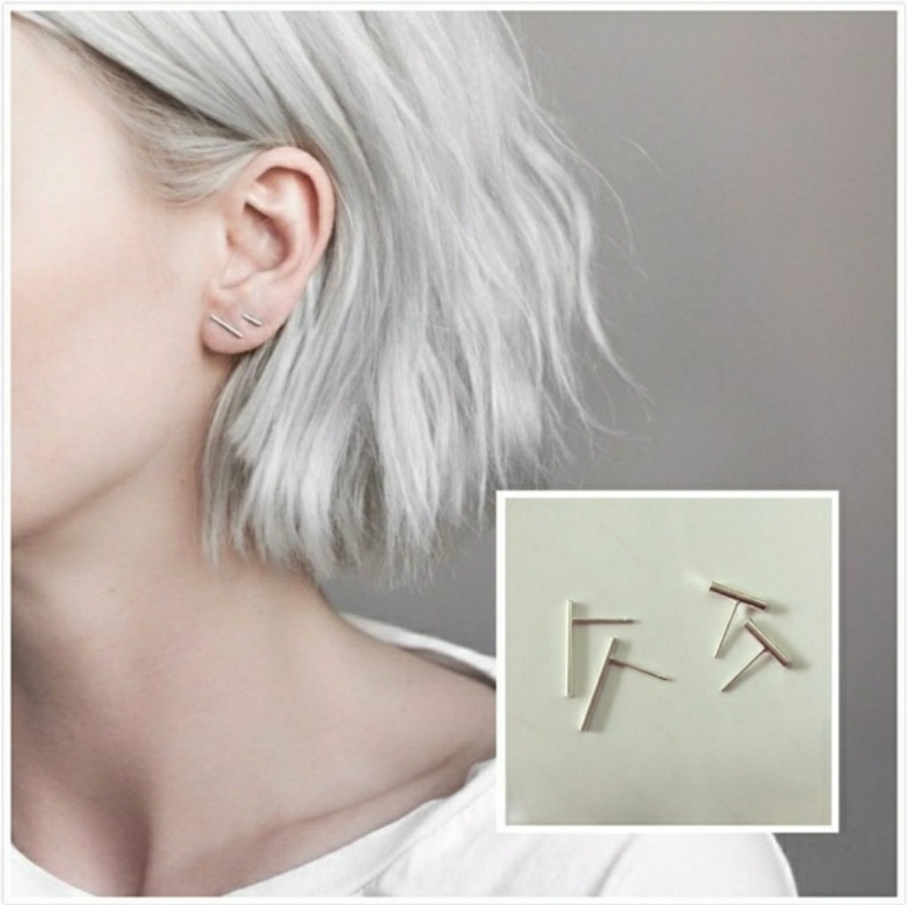 LONG Brushed 925 Bar Earrings
