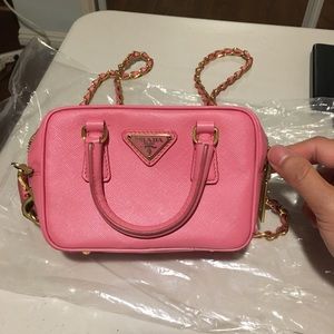 Prada Saffiano Mini Cross Body Bag Pink