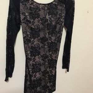 Black and cream lace mini dress