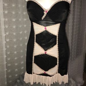 Black and baby pink babydoll dress