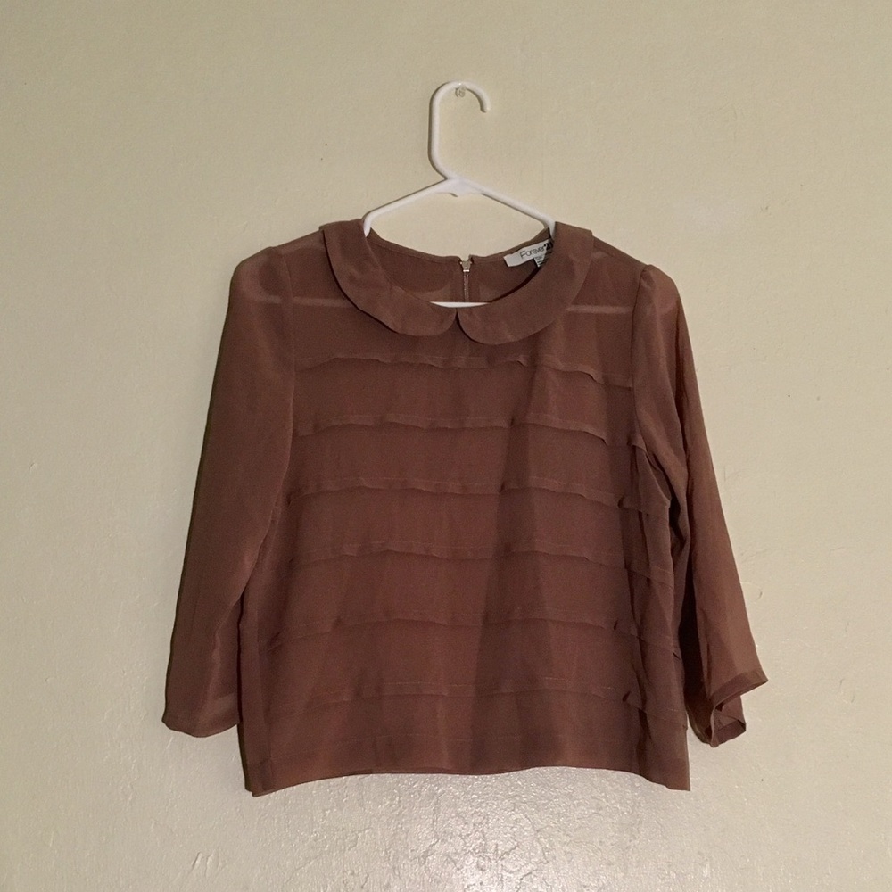 Mauve Sheer Peter Pan Collar Layered Blouse