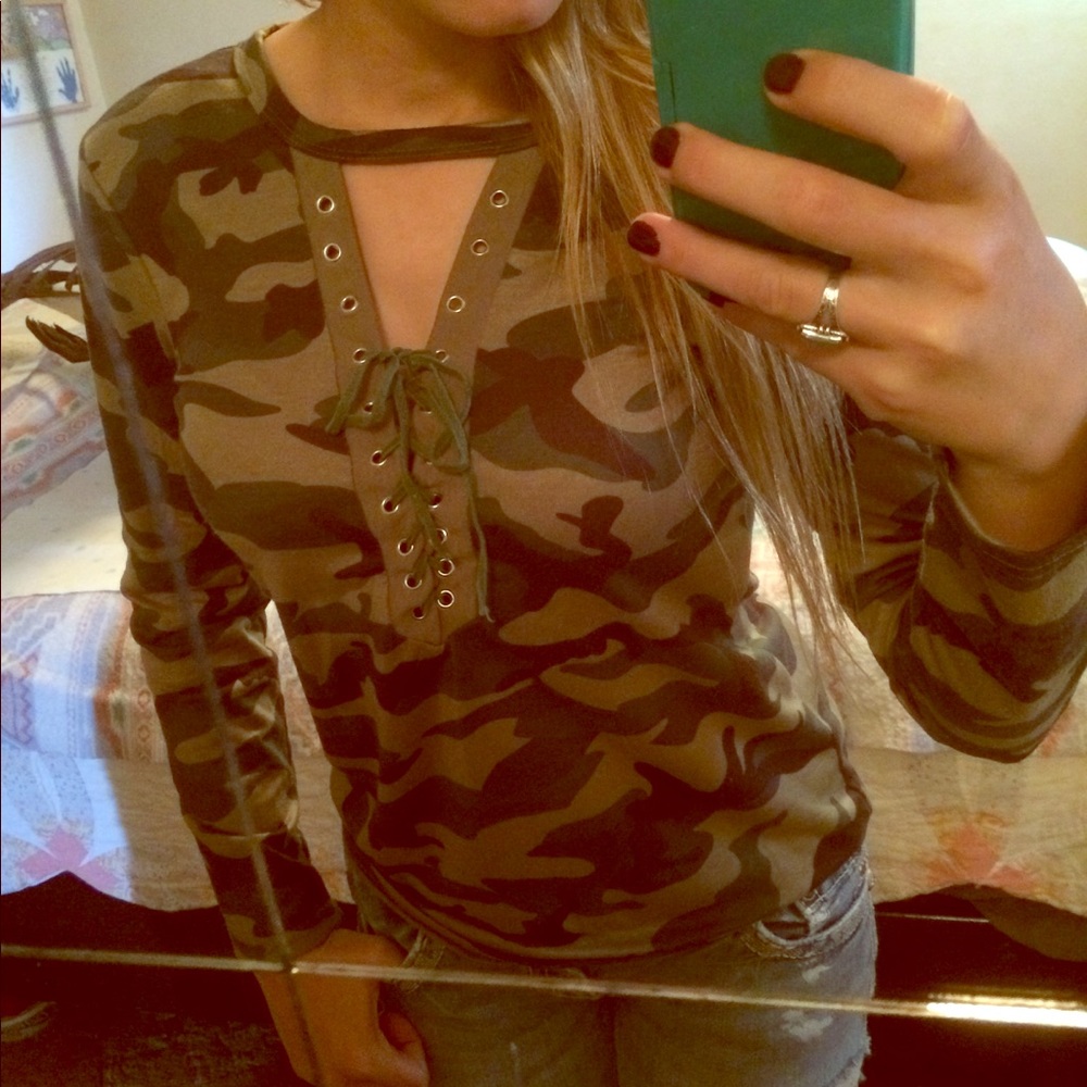 Cute/trendy long sleeve Camo shirt