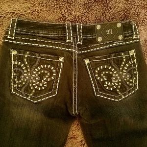 Designer Miss Me Fleur De Lis Skinny Jeans Size 28