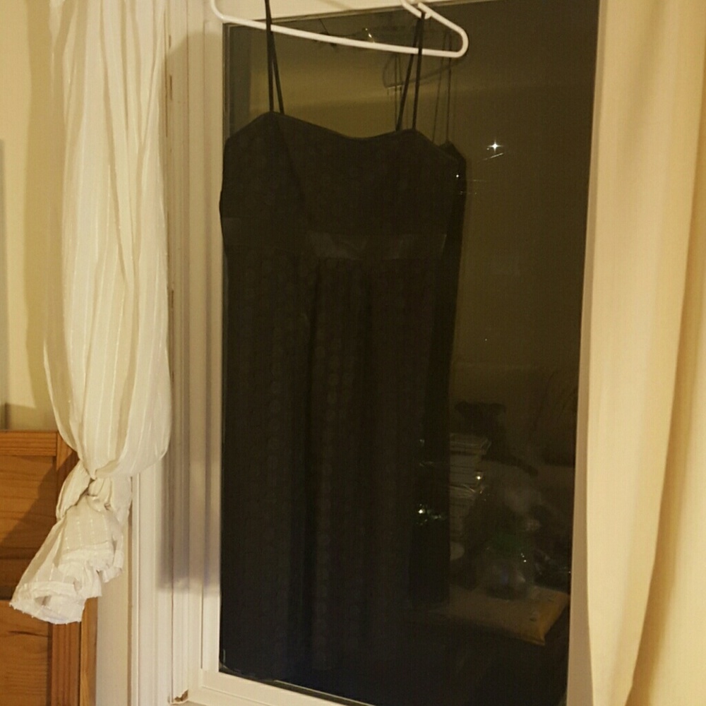 black polka dot empire waist cocktail dress