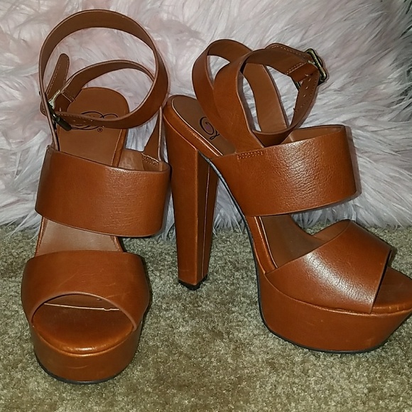Casual Tan Platform Heels - Picture 1 of 4