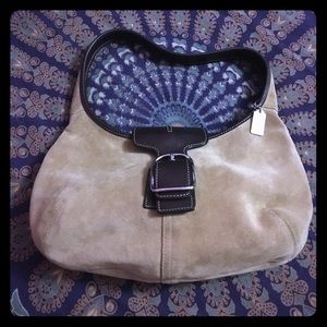 Suede and Leather Coach Handbag