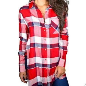 Plaid Flannel Button Down Collar Shirt