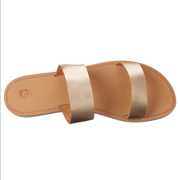 Two Strap Metallic Gold Leather Sandal - Picture 4 of 4