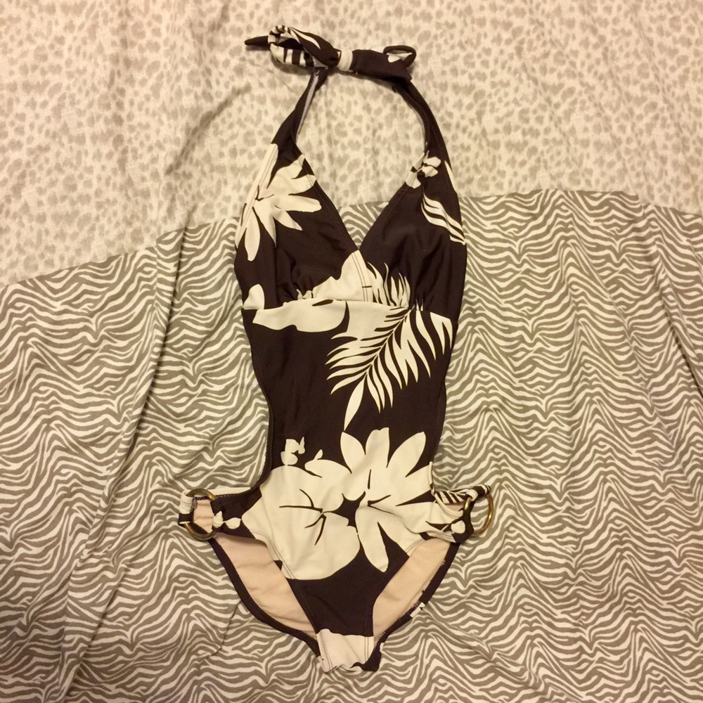 Floral one piece bathing suit