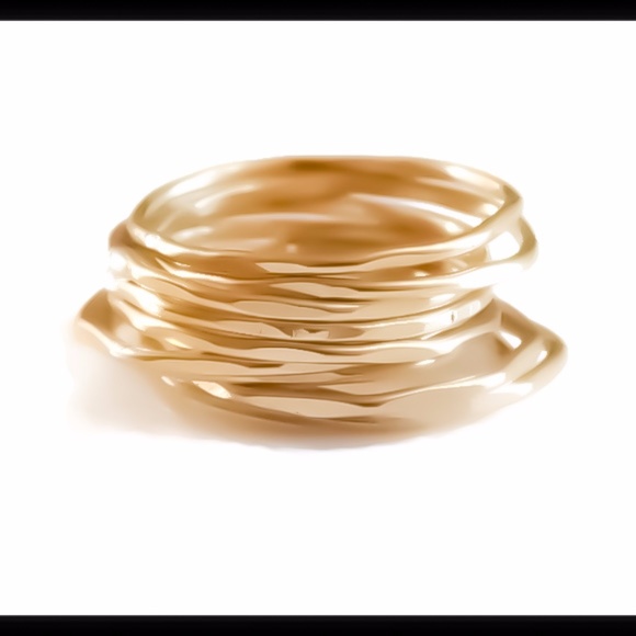 1 RING - Gold Faceted Stackable Stacking Band Ring - Picture 2 of 5