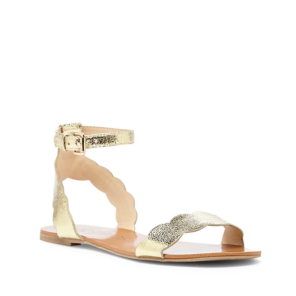 Sole Society Odette scalloped flat sandal gold