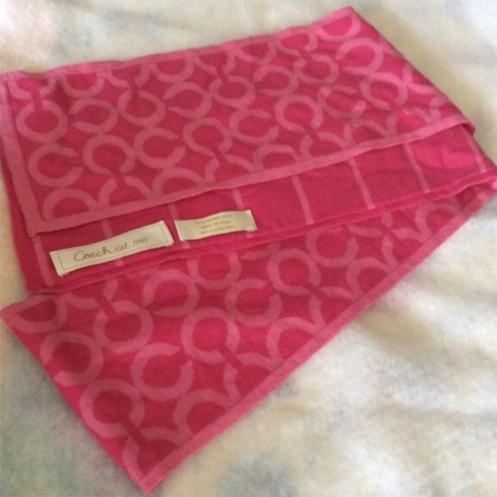 COACH pink signature c print wool scarf