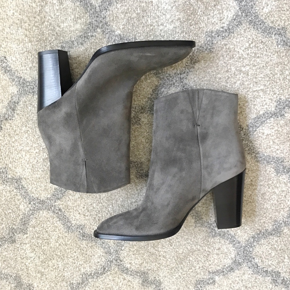 Vince block-heeled grey suede bootie