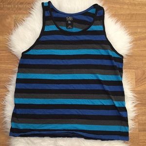 Point Zero Shirts - Men's Striped Muscle Tank Blue Point Zero Shirts - Men's Striped Muscle Tank Blue