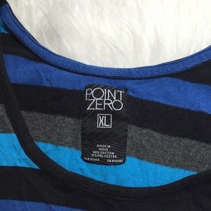 Point Zero Shirts - Men's Striped Muscle Tank Blue Point Zero Shirts - Men's Striped Muscle Tank Blue