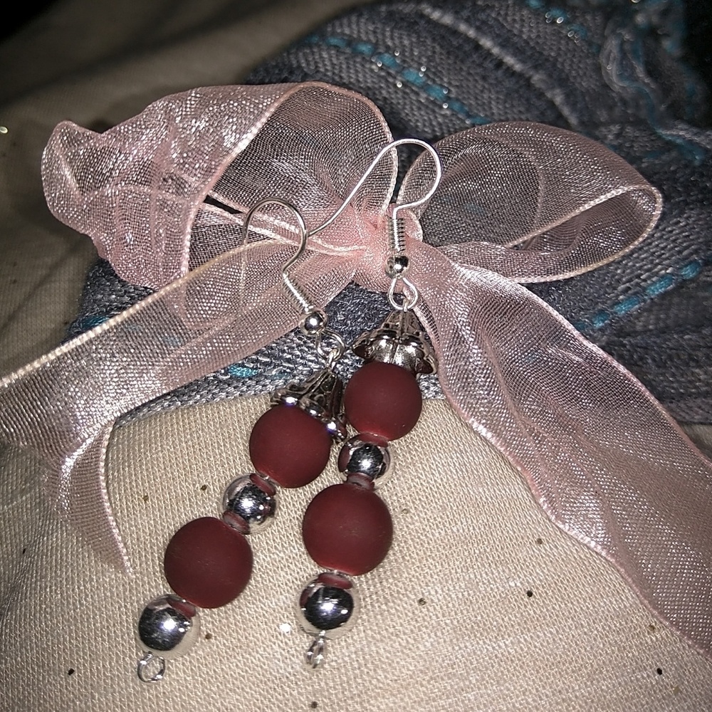Vintage burgandy/ silver toned