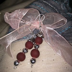 Vintage burgandy/ silver toned