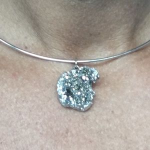 Natural silver agate druzy w/platinum edging