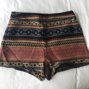 High-waisted Aztec cotton shorts