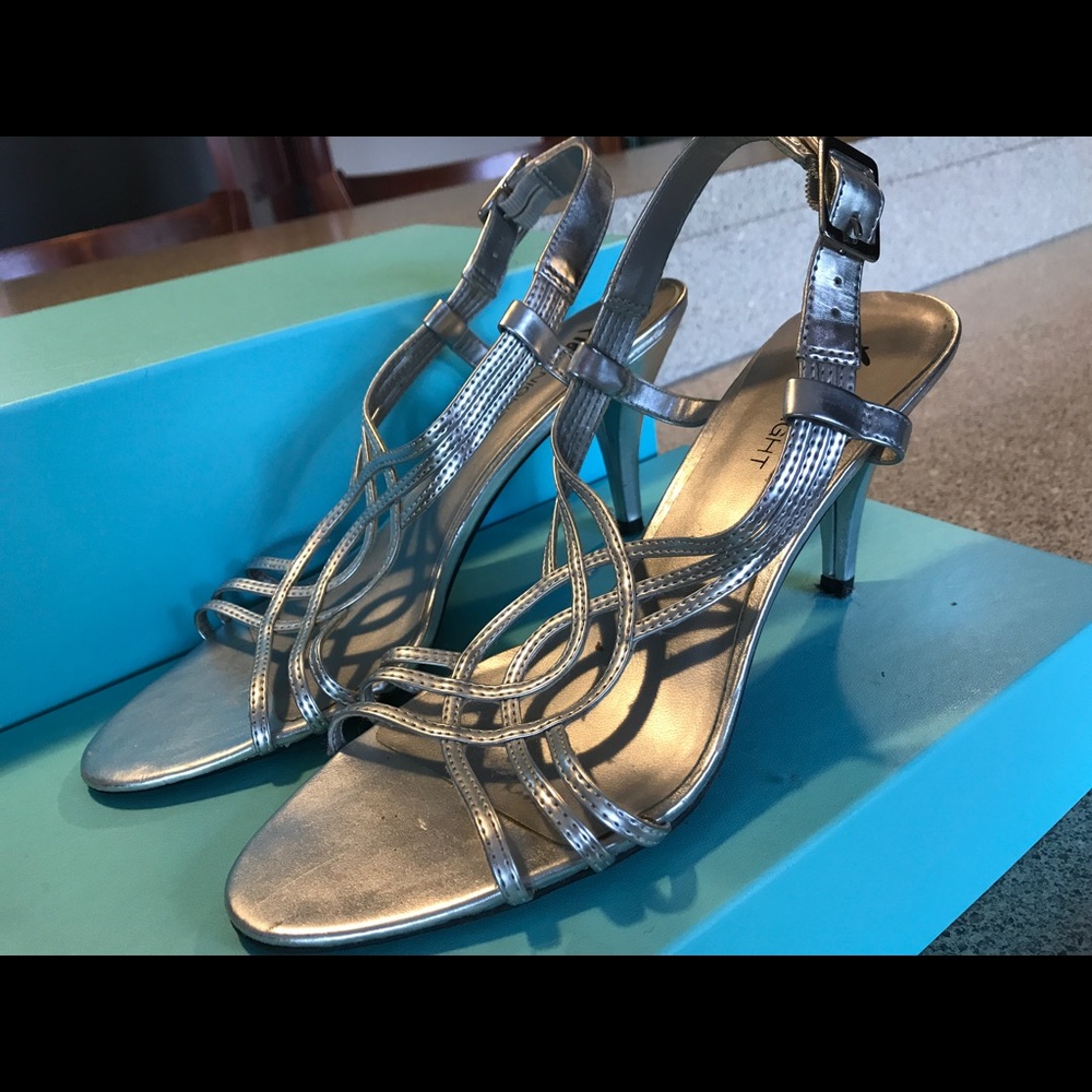 Staple silver heels