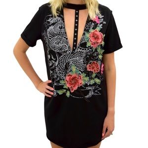 Rose Embroidered Shift Dress