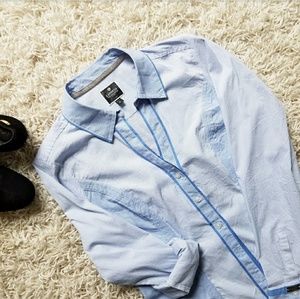 Express Essential Button Down Blue Shirt