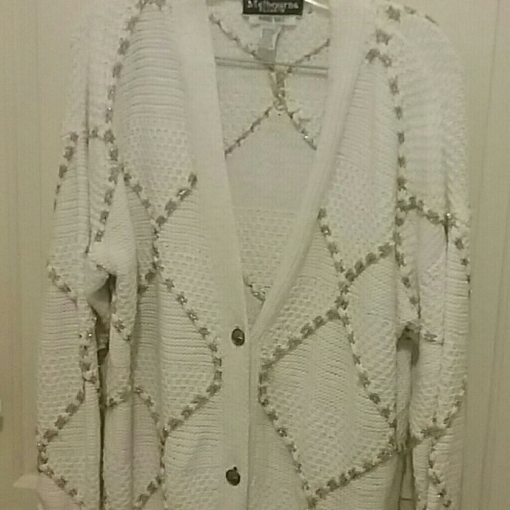 2 pc sweater set, White knit tank top with gold