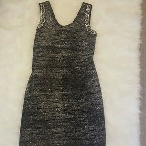 Navy and silver cocktail dress