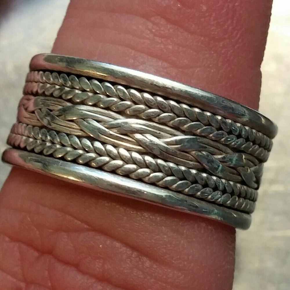 Wide Sterling Braided Band Ring