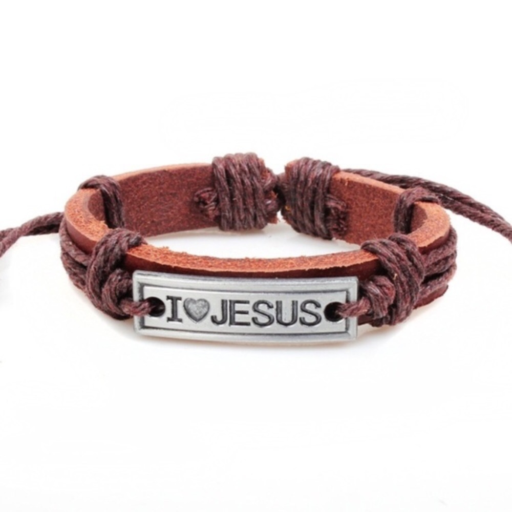 🌟HOST PICK🌟 I ❤️ JESUS Handmade Leather Bracelet - Picture 3 of 5
