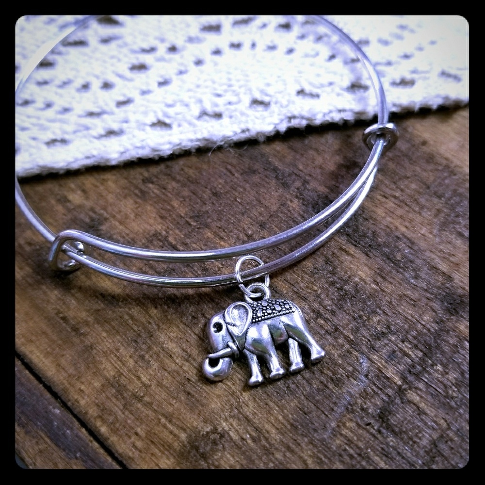 Boho bracelet elephant charm bangle bracelet