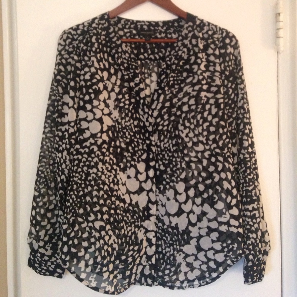 Banana Republic Navy/White Sheer Blouse. Sz: S