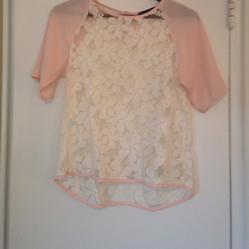 Foreign Exchange Floral Lace Detail Blouse Sz S