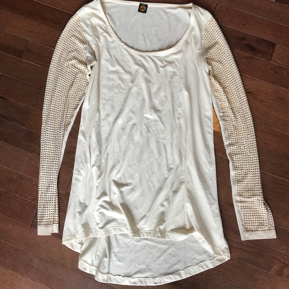 Cream high low long sleeve