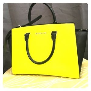 Michael Kors Black and Neon Handbag