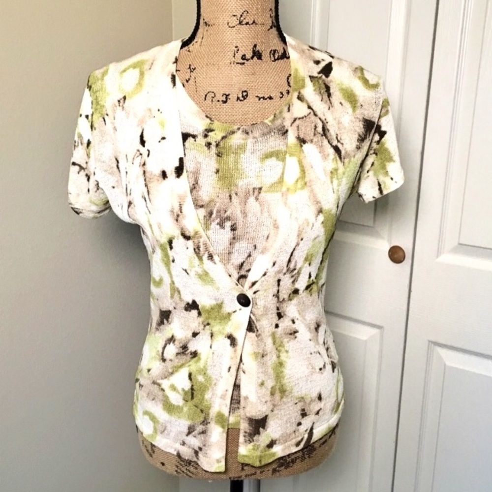 Jones New York Short Sleeved Cardigan and Shell