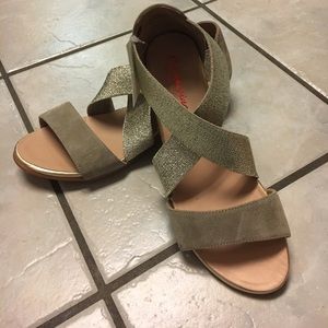 Campesina Leather/Silver Elastic Sandals 6.5