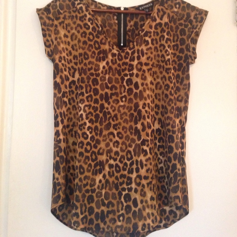 Express Cheetah Print Satin Blouse Sz XS