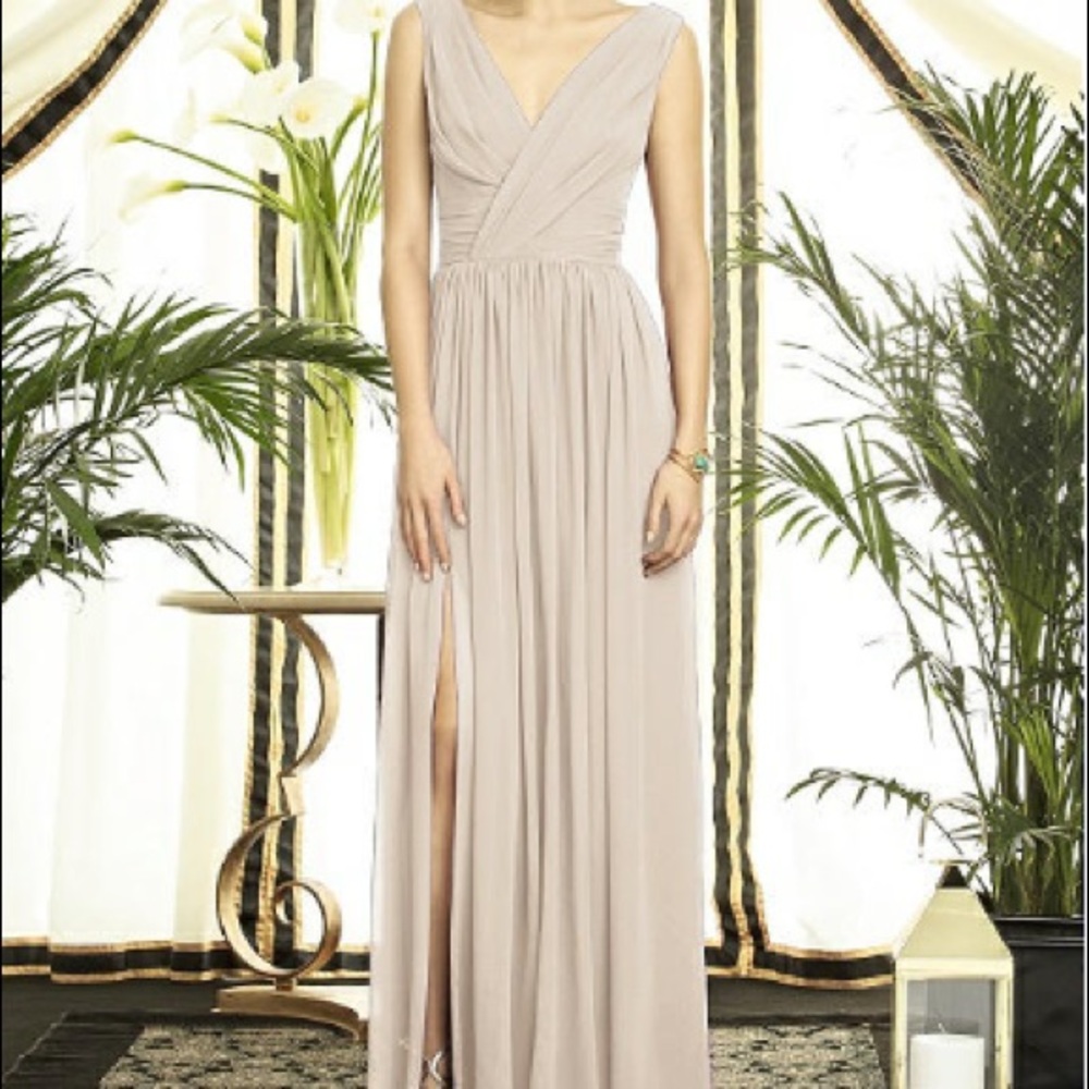 Dessy Bridesmaid 2894 Cameo Chiffon Sz4 Unaltered