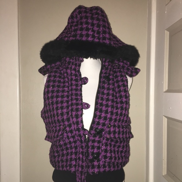 Purple houndstooth vest jacket - Picture 2 of 8